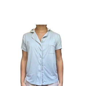 Light Gray Button Up Collar Women’s BORN Sleepwear Top Size Small